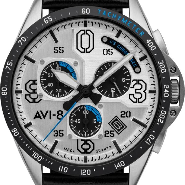 AVI-8 Watch P-51 Mustang Blakeslee Chronograph Command Pilot - Silver