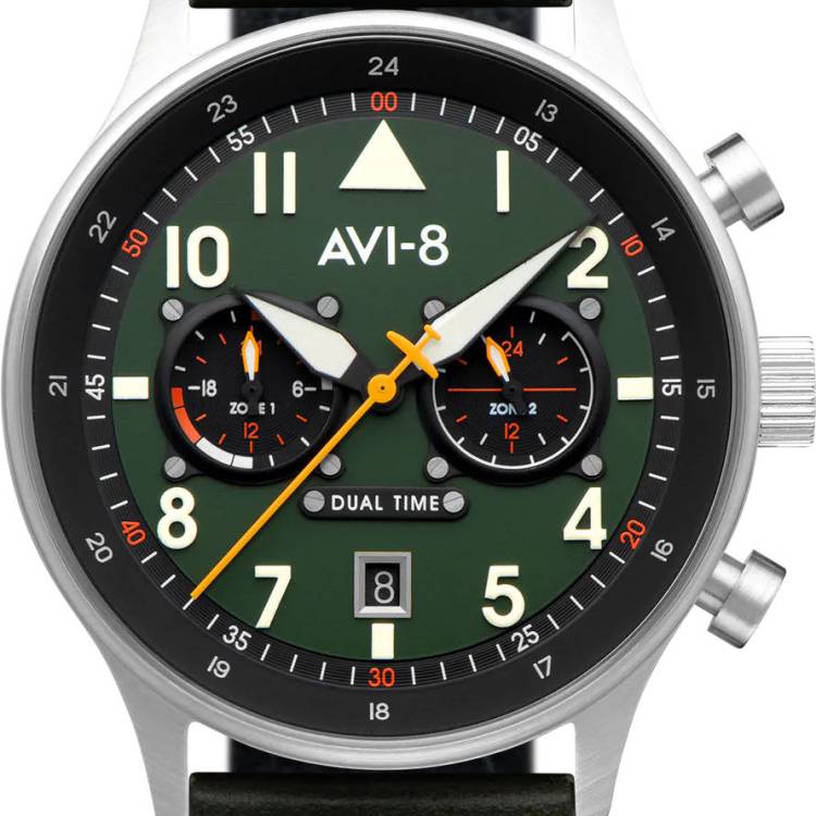 AVI-8 Watch Hawker Hurricane Carey Dual Time Merville - Green