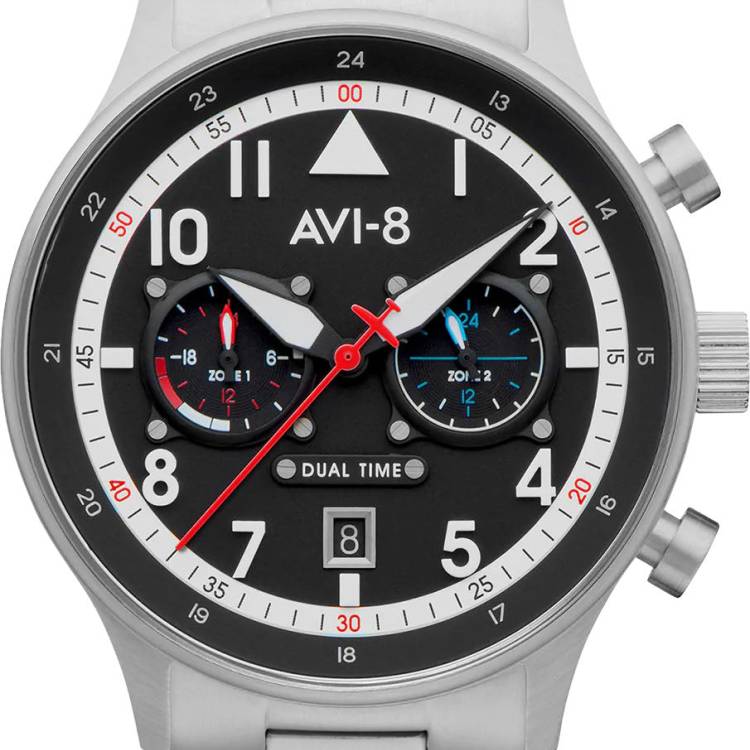AVI-8 Watch Hawker Hurricane Carey Dual Time Rangoon - Black