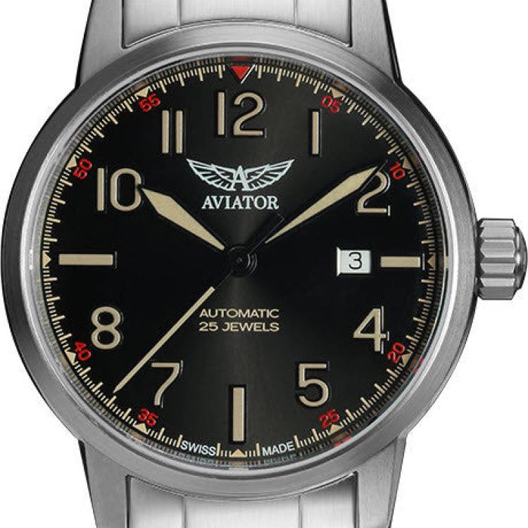 Aviator Watch Vintage Airacobra Auto - Black