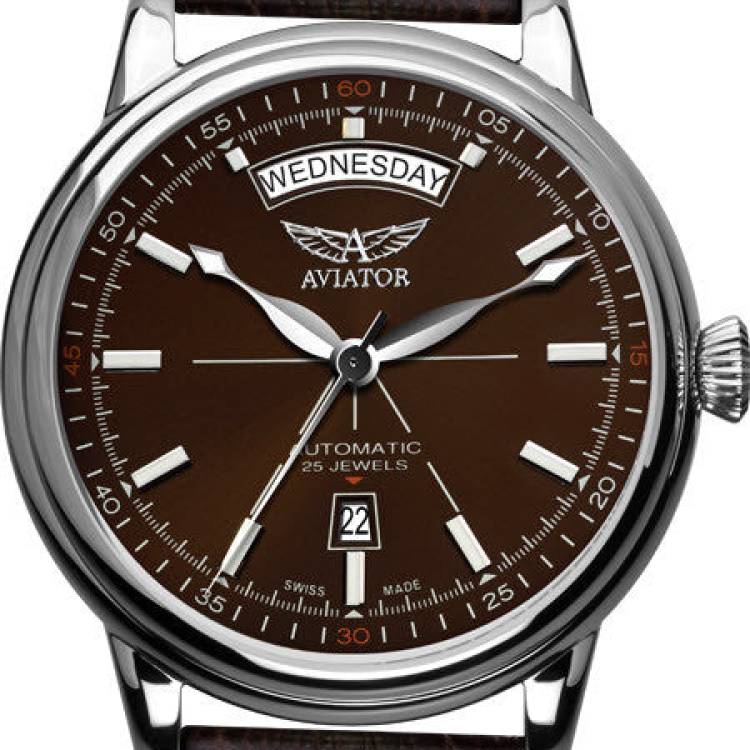 Aviator Watch Vintage Douglas Day Date - Brown