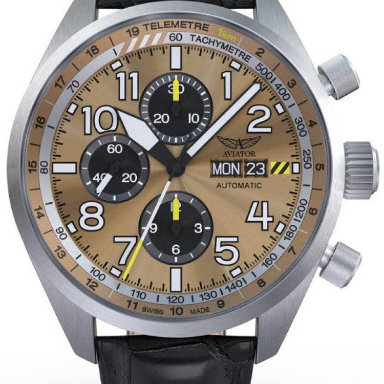 Aviator Watch Airacobra Chrono Auto Mens - Gold