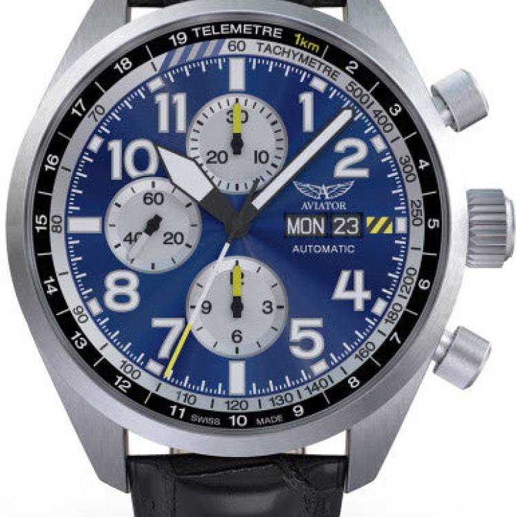 Aviator Watch Airacobra Chrono Auto Mens - Blue