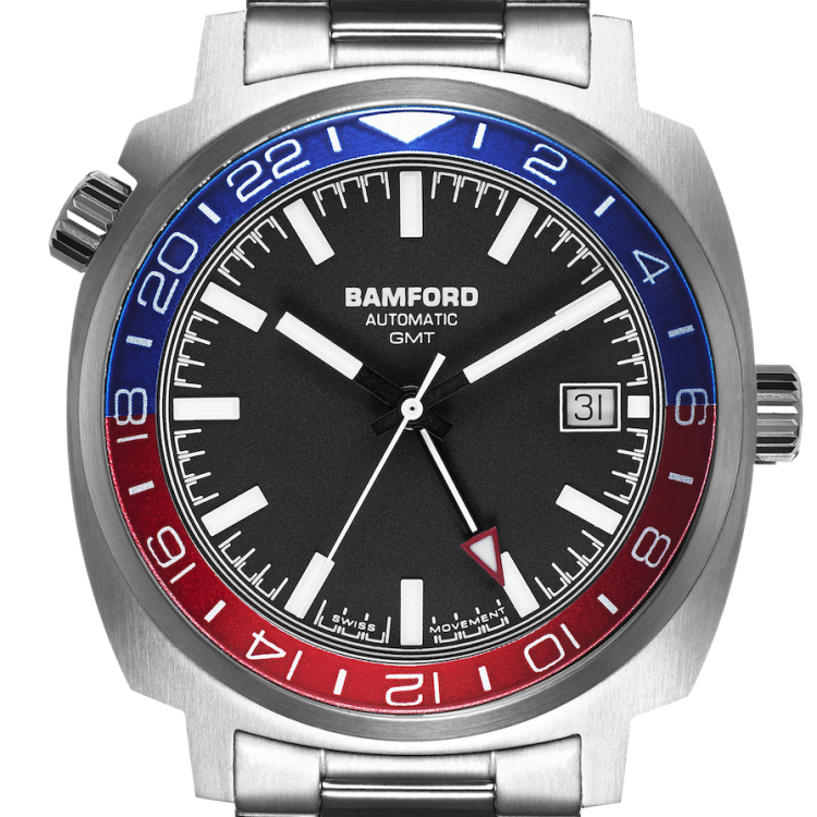 Bamford Watch GMT Steel Blue Red Heritage