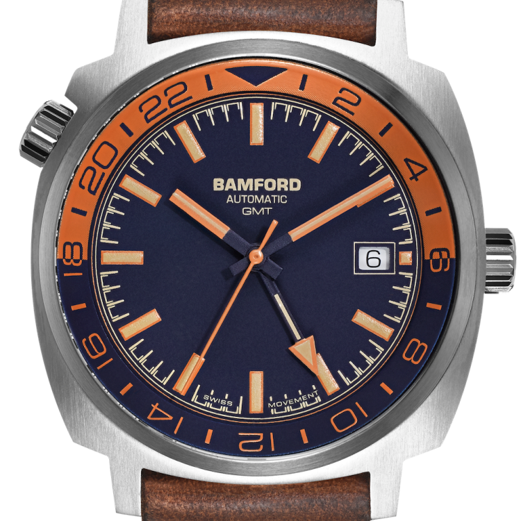 Bamford Watch GMT Steel Tan Blue - Blue