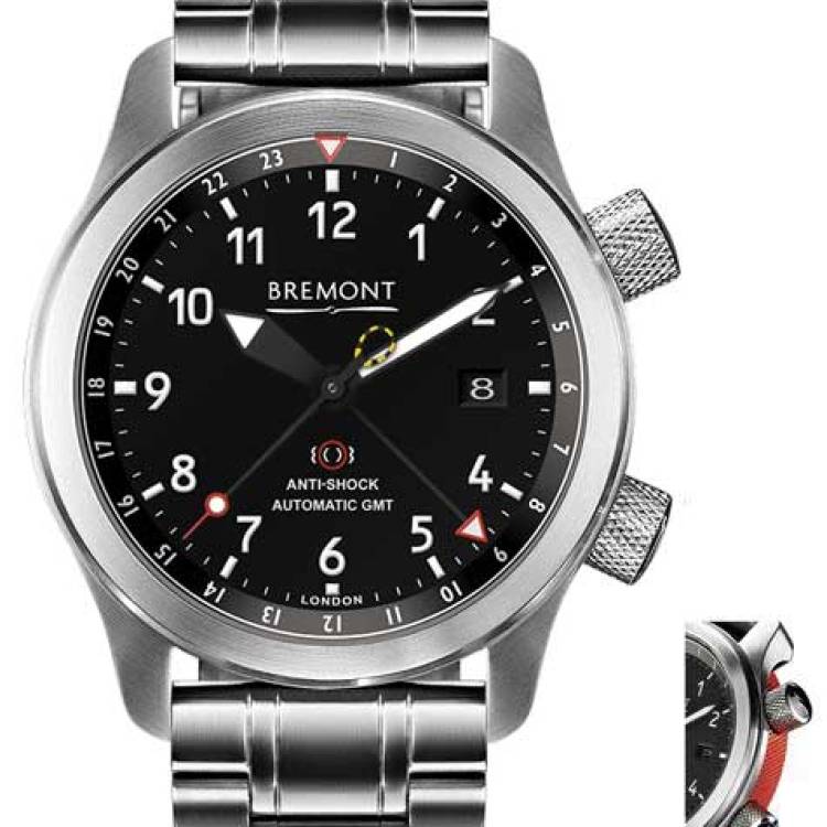 Bremont Watch Martin Baker MBIII GMT Orange Bracelet - Black