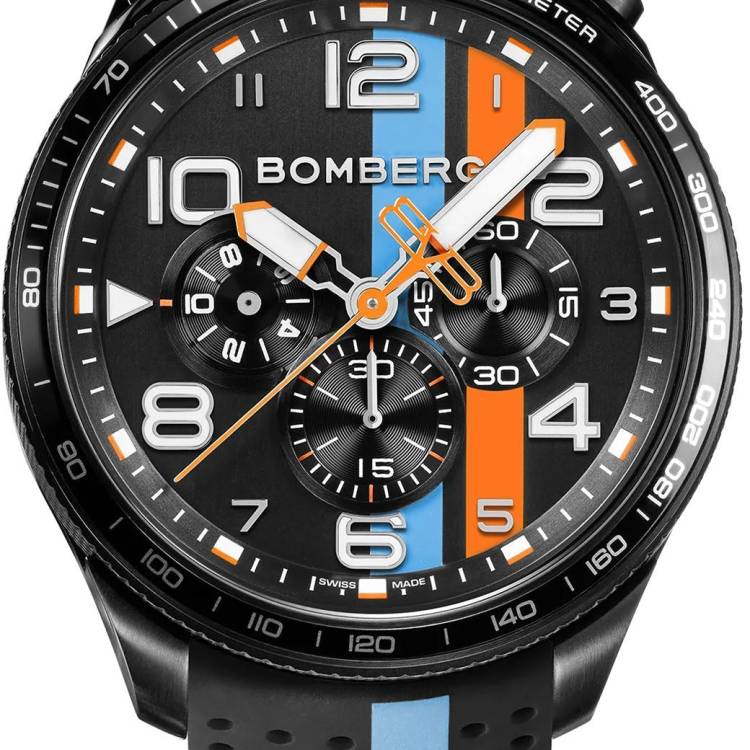 Bomberg Watch Bolt-68 Racing Light Blue Stripe