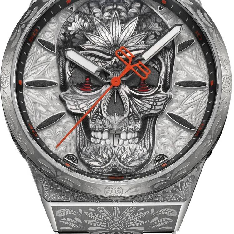 Bomberg Watch Bolt-68 Neo Tattooed Skull Limited Edition - Grey
