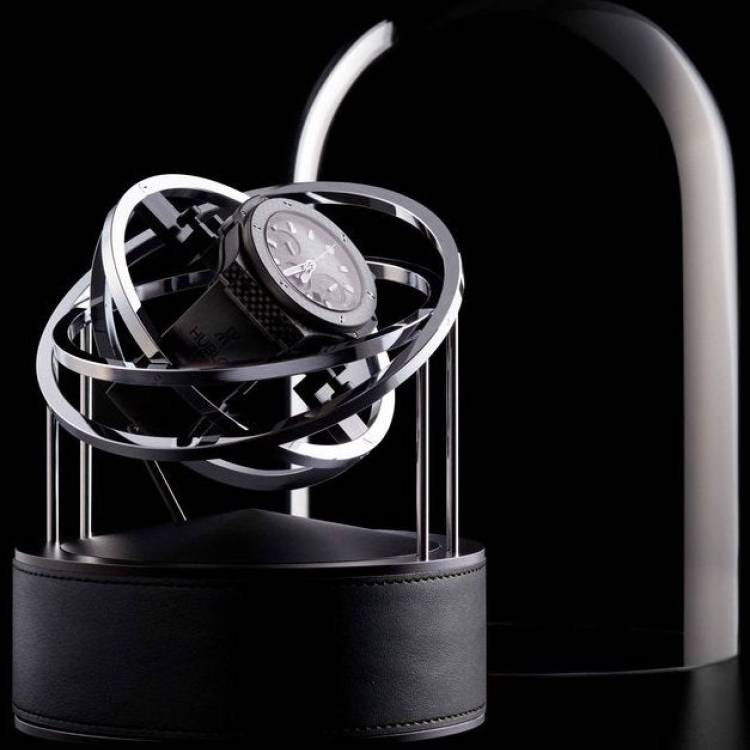 Bernard Favre Watch Winder Planet Double Axis Black Leather Base