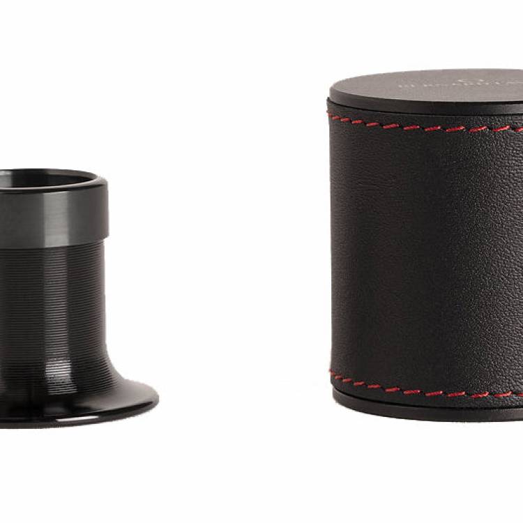 Bernard Favre Watchmakers Eye Loupe Black Tool Black Aluminium With Black Leather Red Stitching