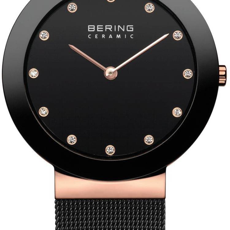 Bering Watch Ceramic Black Mesh Ladies - Black