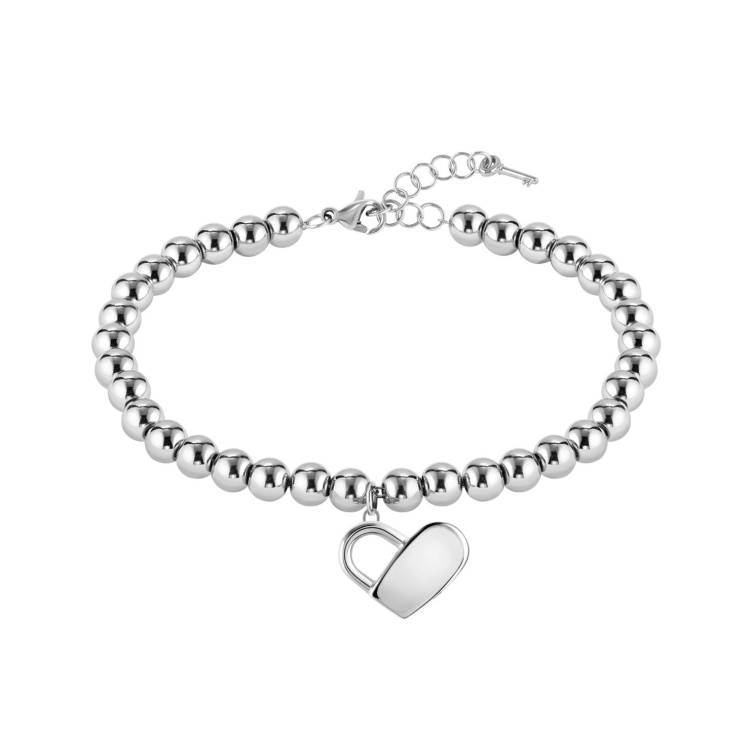 Boss Beads Ladies Stainless Steel Heart Bracelet