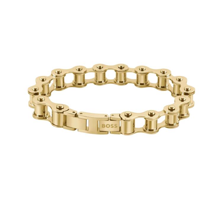 Boss Cycle Yellow Gold Tone IP Stainless Steel Chain Bracelet
