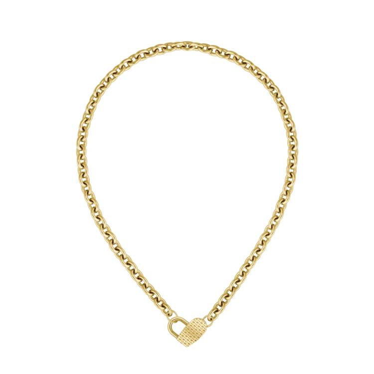 Boss Dinya Yellow Gold Tone IP Chain Heart Necklace