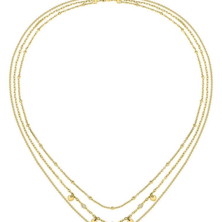 Boss Iris Gold Tone Plated Stainless Steel Ladies Layered Chain Necklace