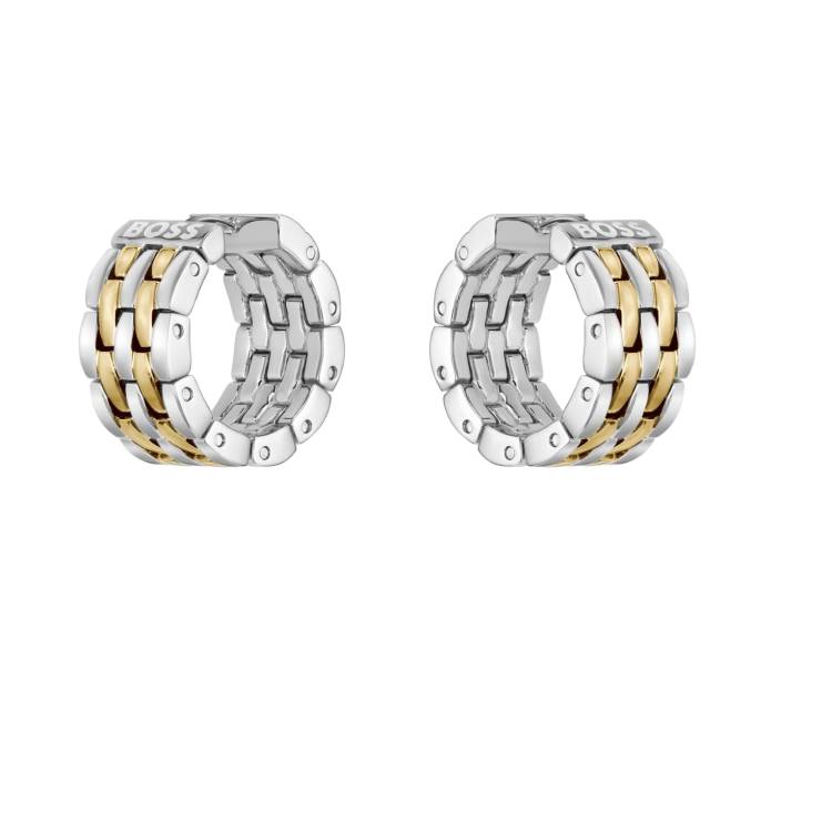 Boss Isla Yellow Gold Tone IP Stainless Steel Multi Link Hoop Earrings