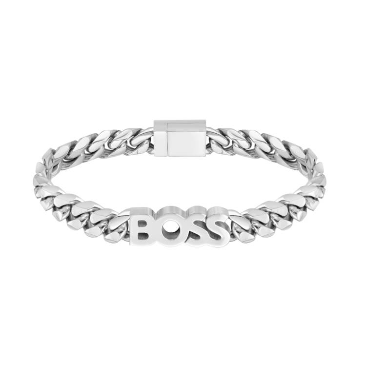 Boss Kassy Stainless Steel Chain Logo Bracelet - S