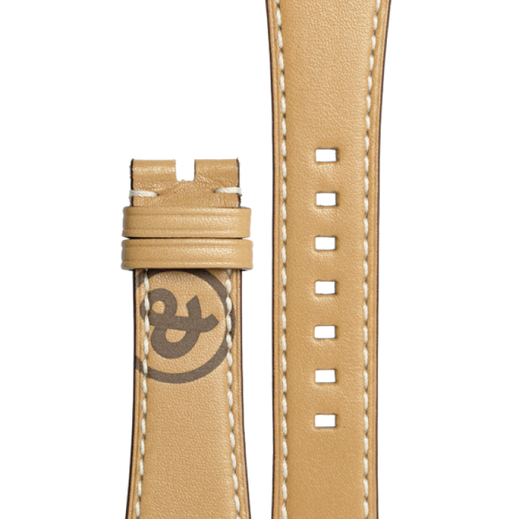 Bell & Ross Strap BRS Calfskin Heritage Natural Brown XL - Silver