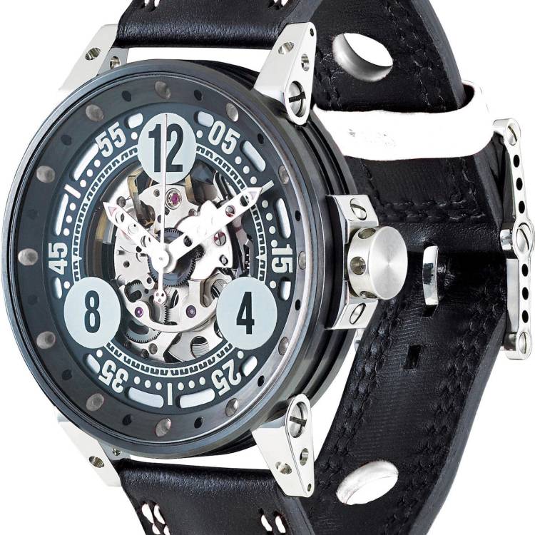 B.R.M. Watch V6-44 Sport White Hands - Black