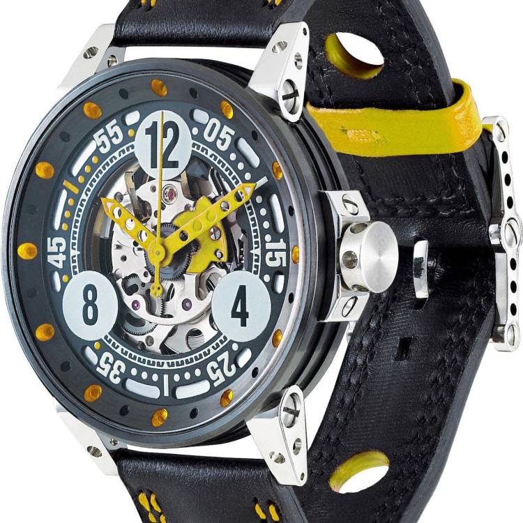 B.R.M. Watch V6-44 Sport Yellow Hands - Black