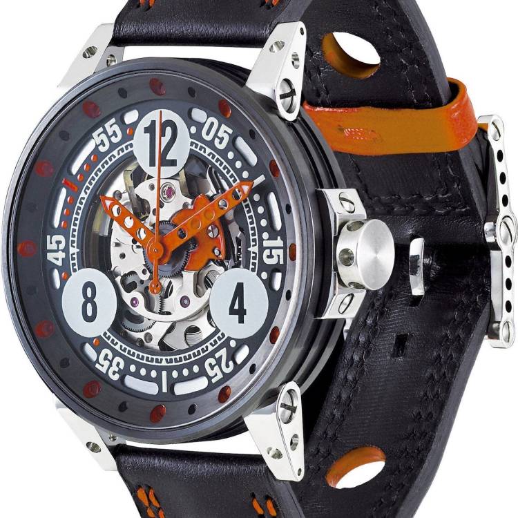 B.R.M. Watch V6-44 Sport Orange Hands - Black
