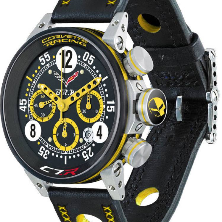 B.R.M. Watch V12-44 Corvette Racing Yellow Hands Limited Edition - Black