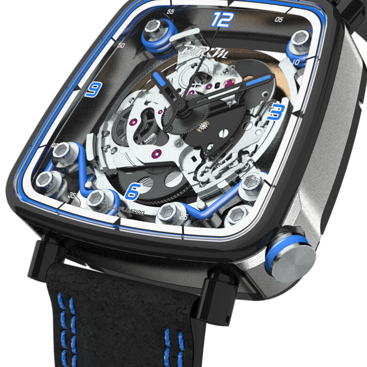 B.R.M. Watch FF39-40 Grey Titanium Black PVD Blue - Black