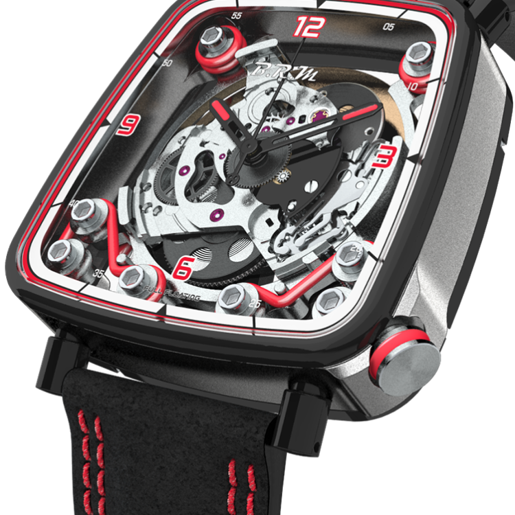 B.R.M. Watch FF39-40 Grey Titanium Black PVD Red - Black