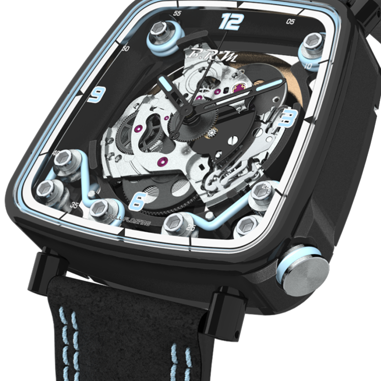 B.R.M. Watch FF39-40 Black Titanium Light Blue - Black
