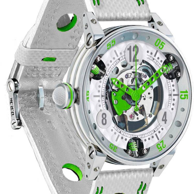 B.R.M. Watch Golf Master Mens Lime Green Hands - White