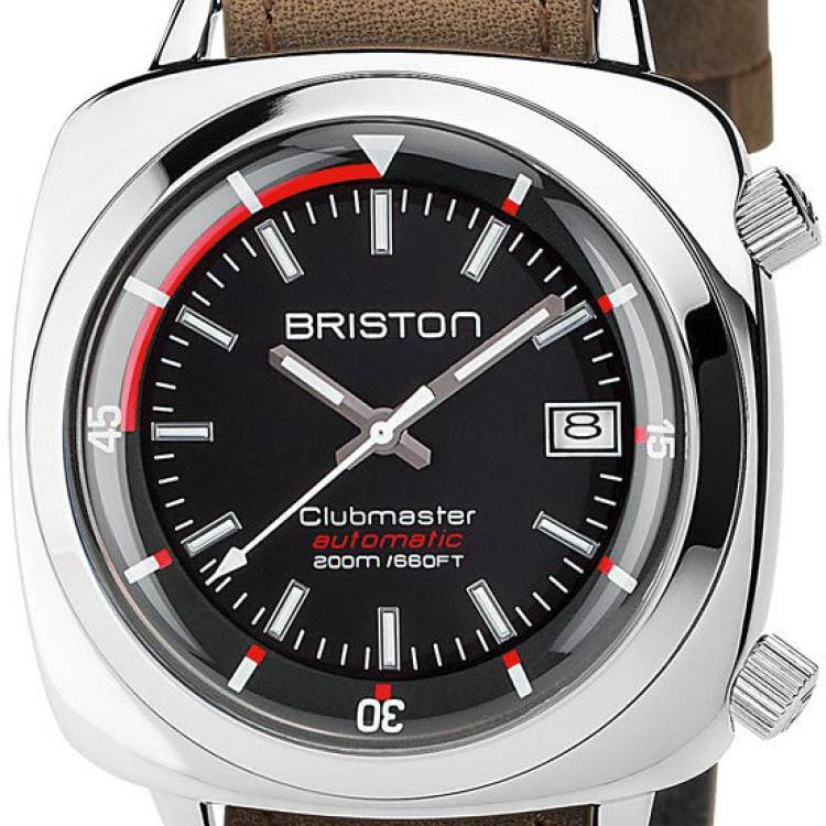 Briston Watch Clubmaster Diver Polished Steel - Black