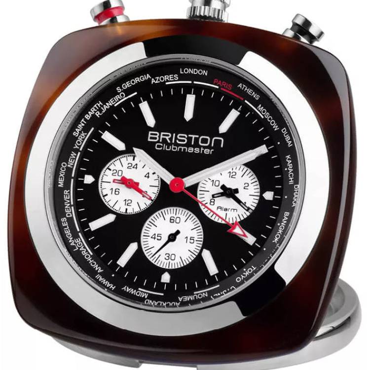 Briston Travel Clock Clubmaster Acetate Black