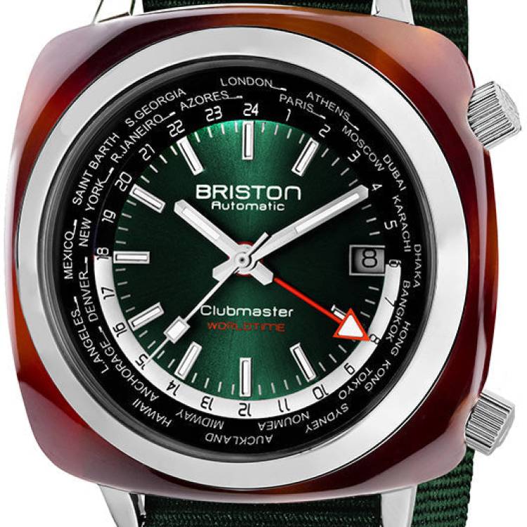 Briston Watch Clubmaster Traveler Worldtime GMT Limited Edition - Green