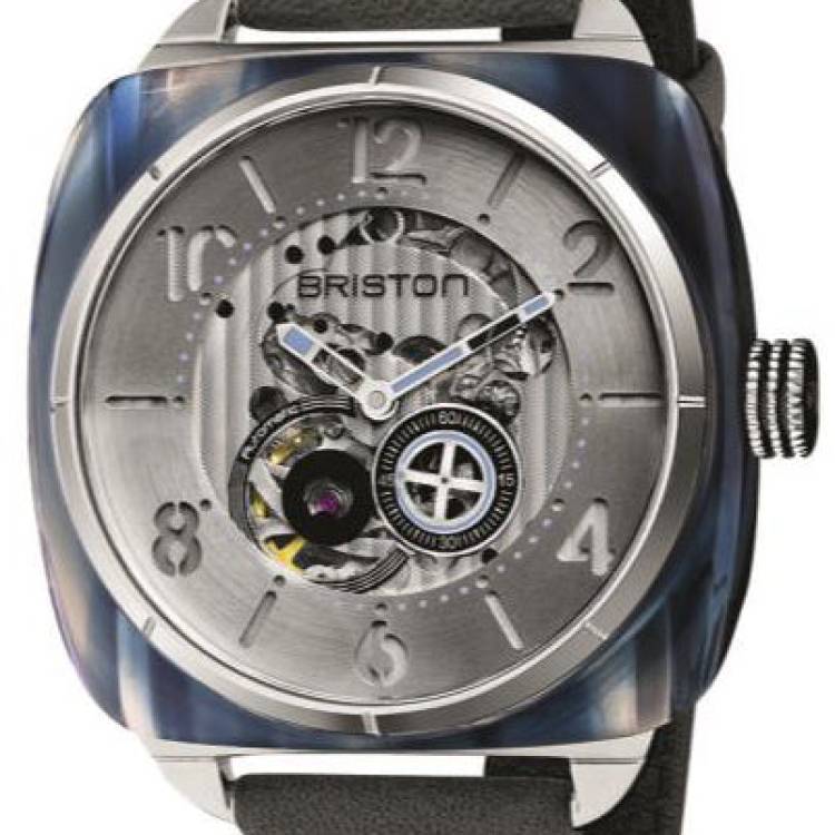 Briston Watch Streamliner Skeleton Blue Acetate - Silver