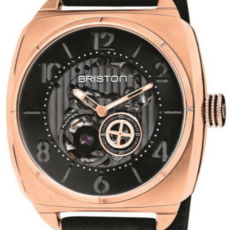 Briston Watch Streamliner Skeleton Rose Gold IP - Black
