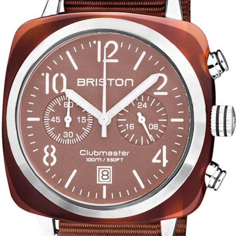 Briston Watch Clubmaster Classic Chronograph Terracotta Chocolate - Brown