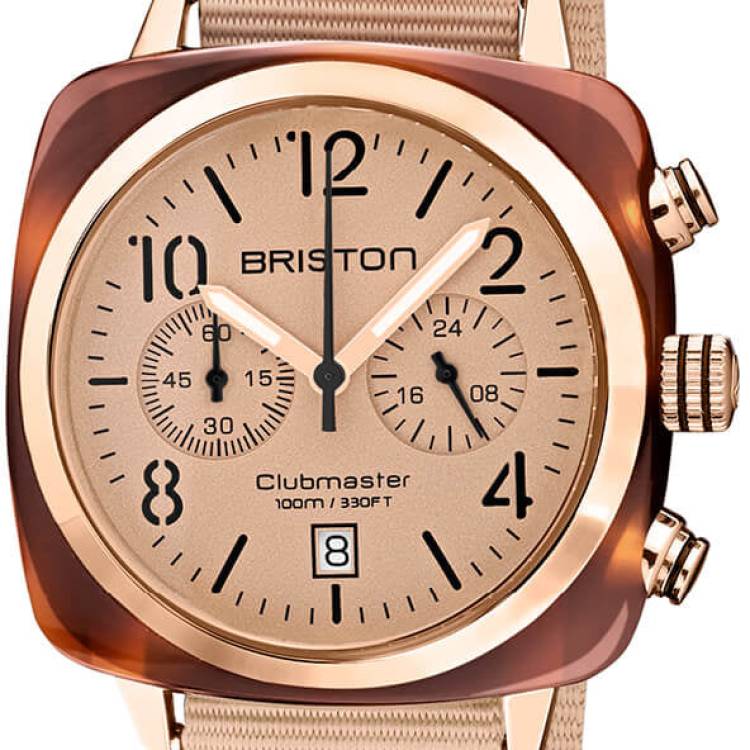 Briston Watch Clubmaster Classic Chronograph Terracotta Nude - Cream