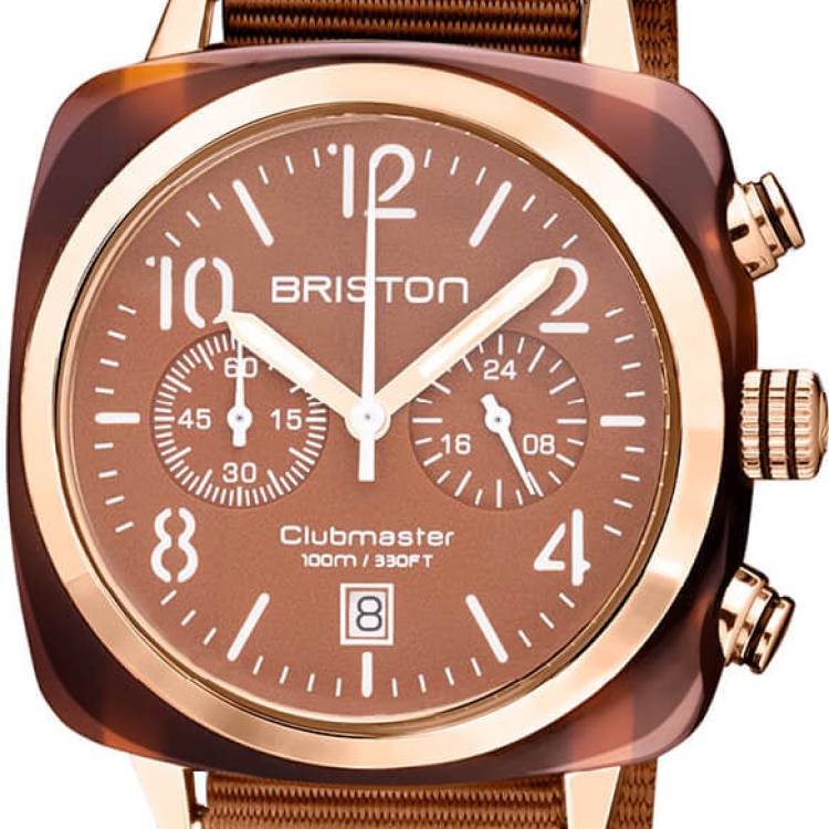 Briston Watch Clubmaster Classic Chronograph Terracotta Caramel - Brown