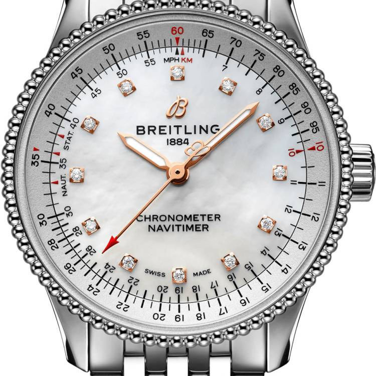 Breitling Watch Navitimer Automatic 35 Mother Of Pearl Diamonds
