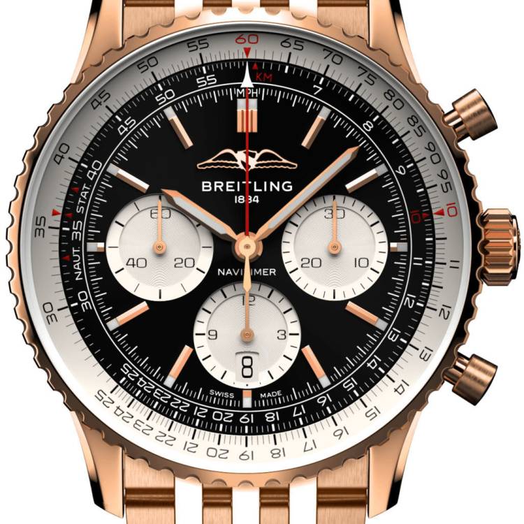 Breitling Watch Navitimer B01 Chronograph 43 Black 18k Red Gold