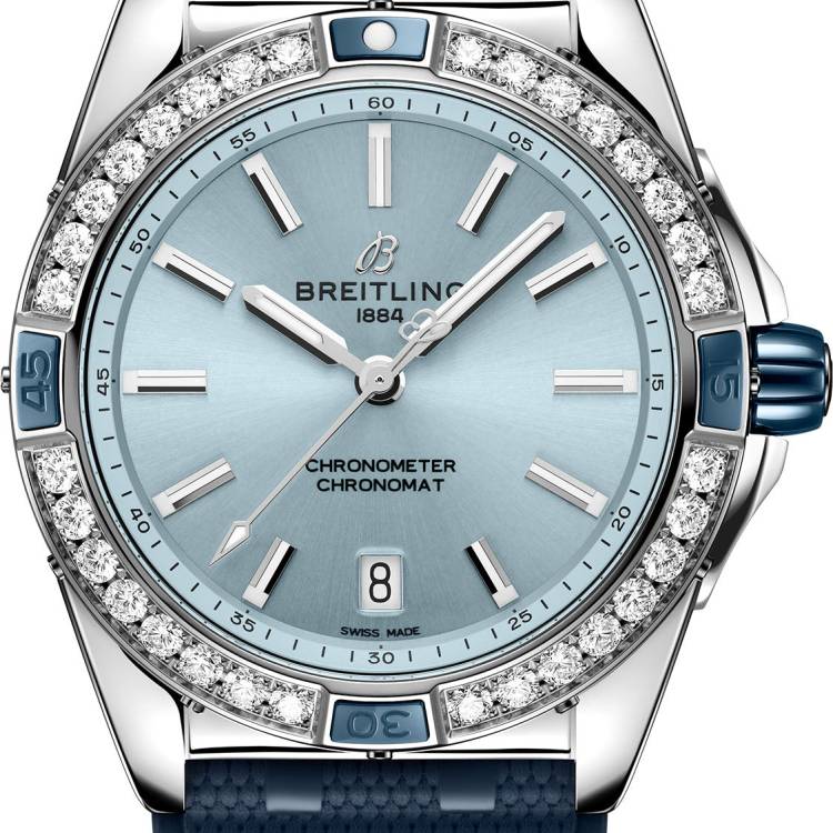 Breitling Watch Super Chronomat Automatic 38 Iced Blue Rubber