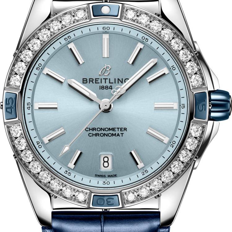Breitling Watch Super Chronomat Automatic 38 Iced Blue Aligator