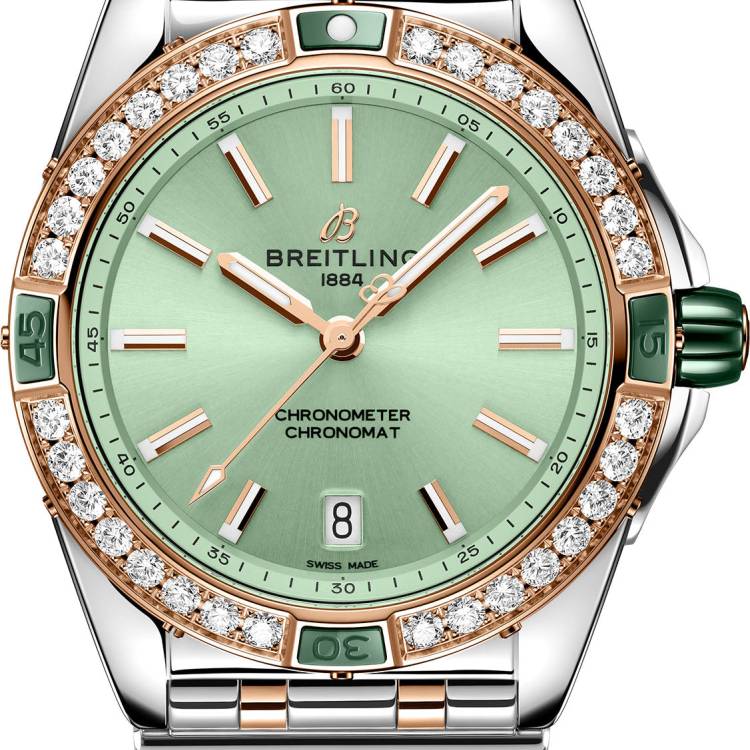 Breitling Watch Super Chronomat Automatic 38 Mint Green Bracelet