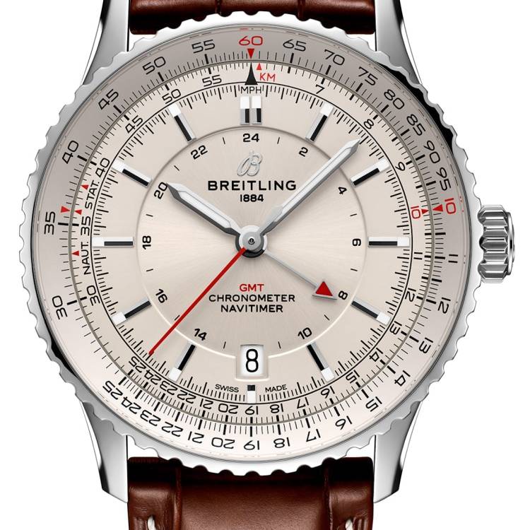 Breitling Watch Navitimer Automatic GMT 41 Cream Leather