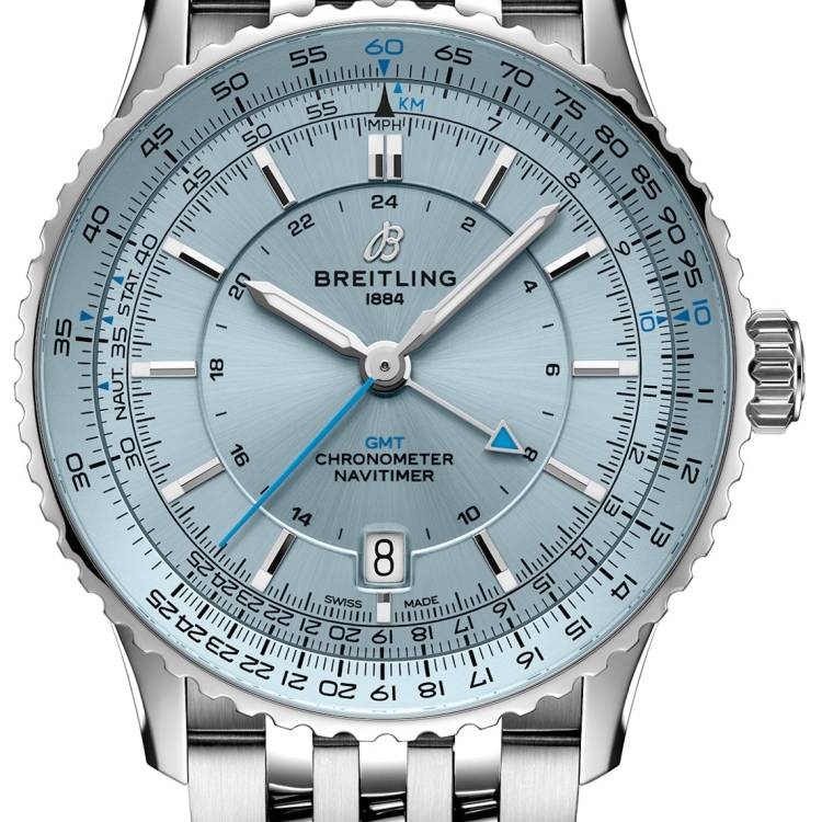 Breitling Watch Navitimer Automatic GMT 41 Light Blue Bracelet