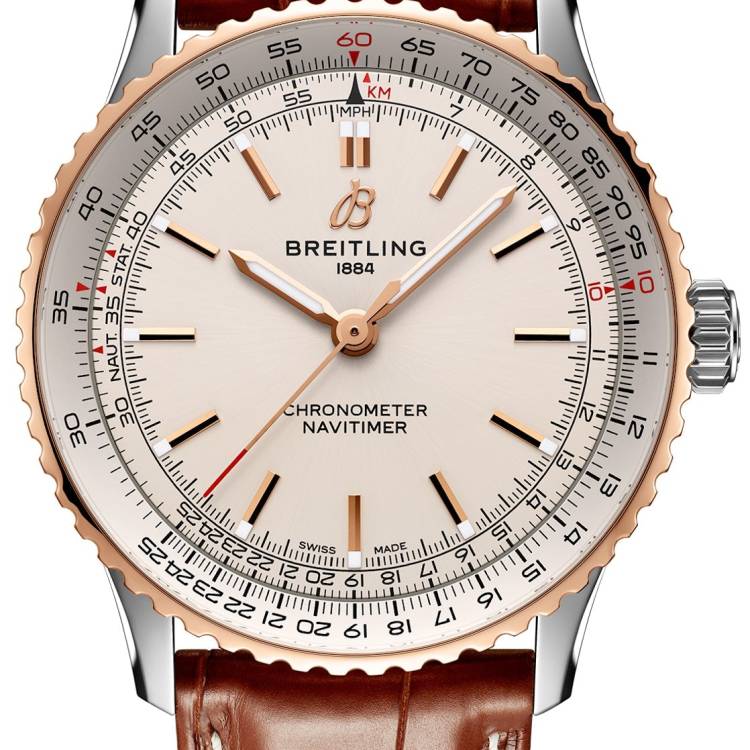 Breitling Watch Navitimer Automatic 41 Steel & 18k Red Gold Leather