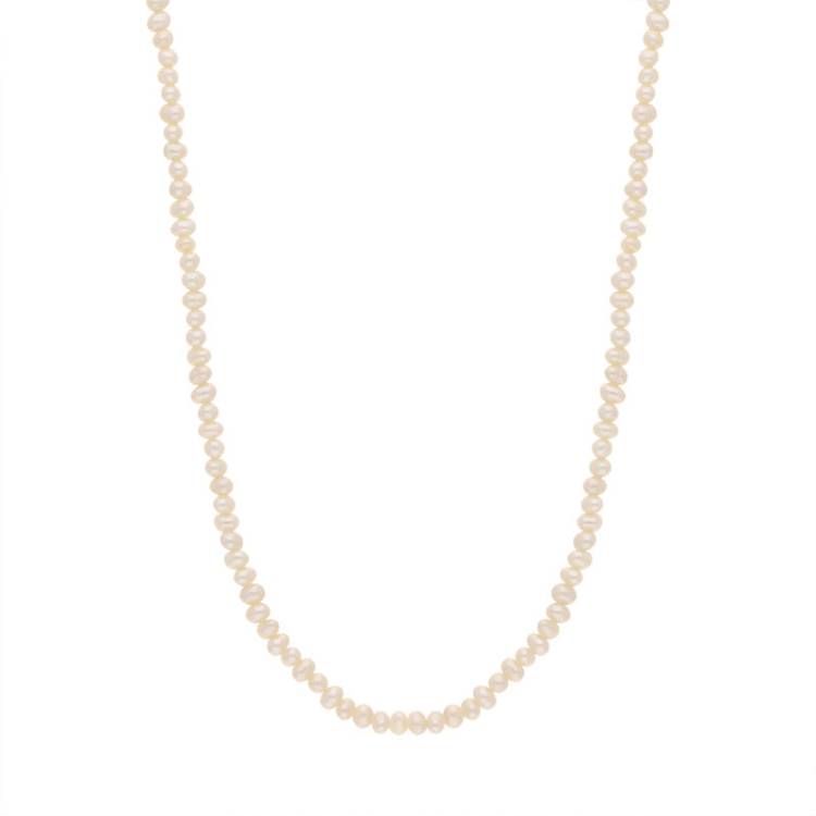Cameo Italy Sterling Silver Yellow Gold Plated Pearl Necklet 45cm D