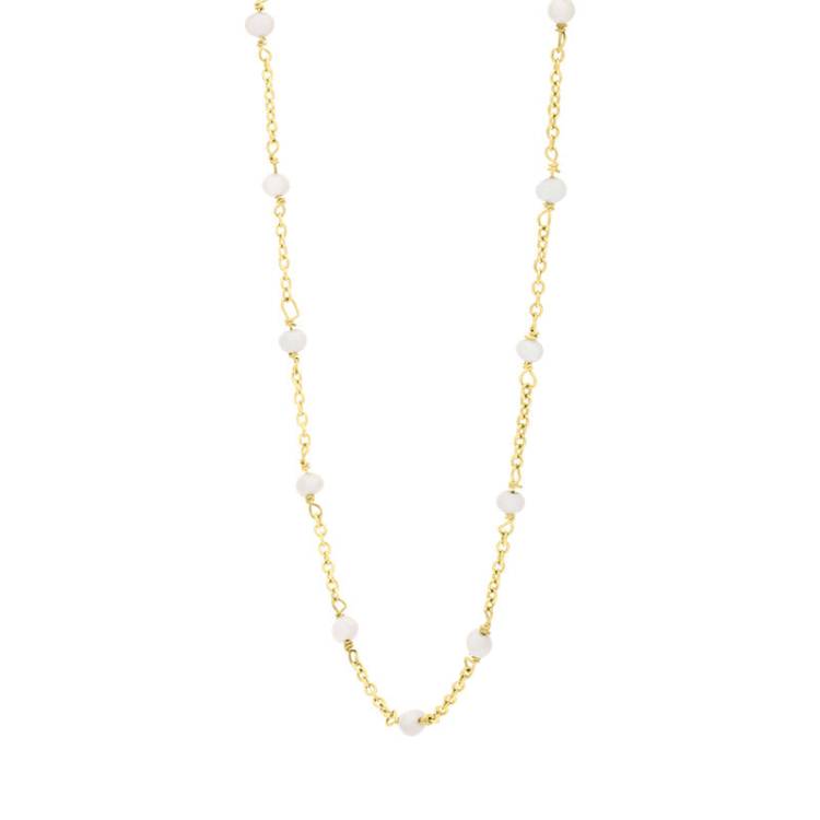 Cameo Italy Sterling Silver Yellow Gold Plated Chain Pearl Necklet 45cm D