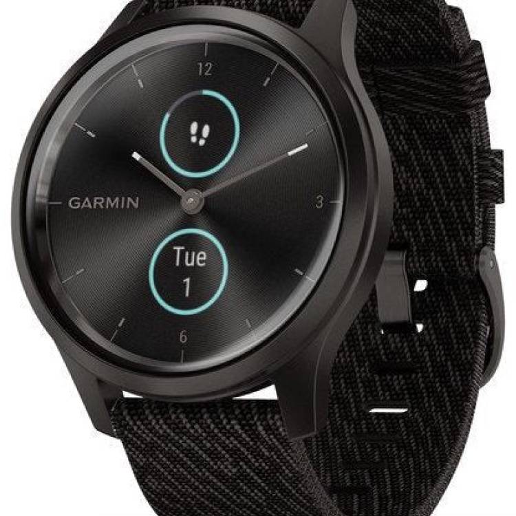 Garmin Watch Vivomove Style Graphite Aluminium Case Black Pepper Nylon