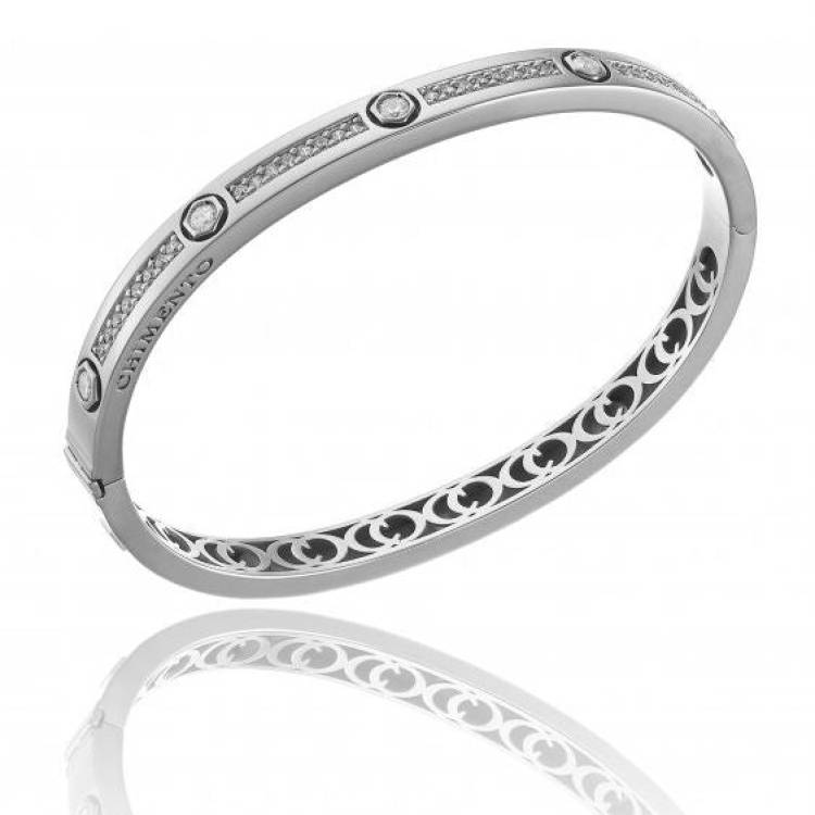 Chimento Armillas Be Mine 18ct White Gold 0.66ct Diamond Hinged Bangle - 17cm